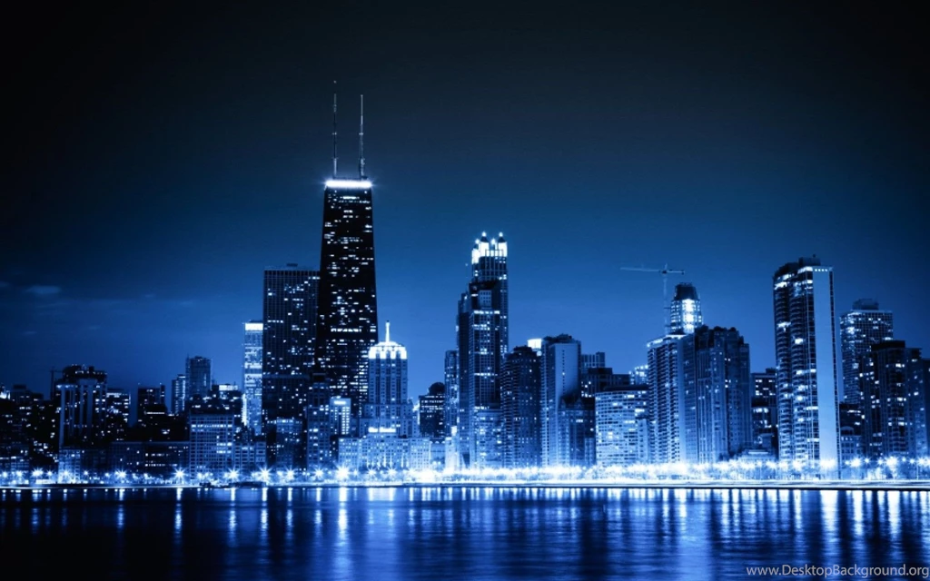 Blue Cityscapes Chicago Night Lights Urban Skycrapers Wallpapers ...