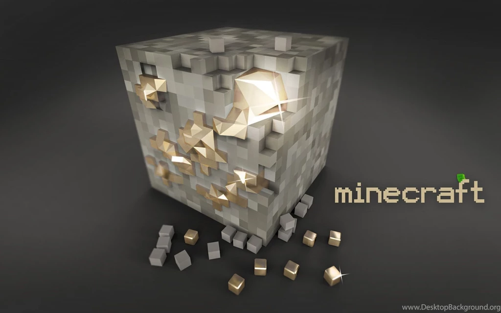 3d Minecraft Cube Gold 2 Wallpapers