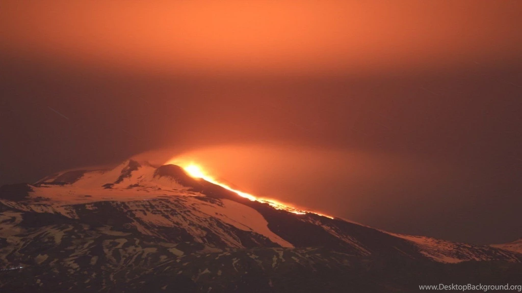 Landscapes Snow Volcanoes Etna Italy Panorama Eruption Italia ...
