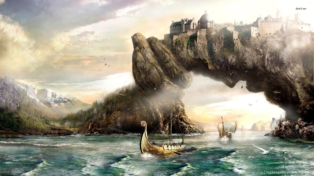 Viking Ship And The Kingdom On The Arch Wallpapers Fantasy ...