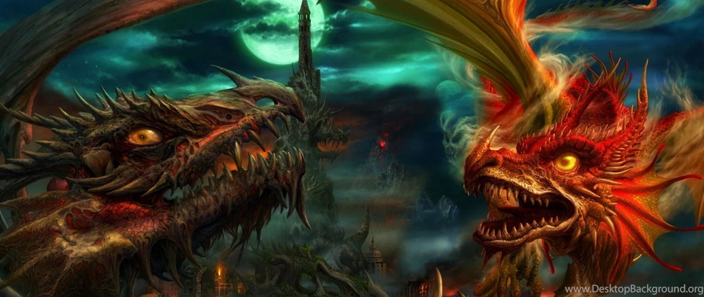 Download Wallpapers 2560x1080 Dragons, Art, Apocalypse 2560x1080 21 ...