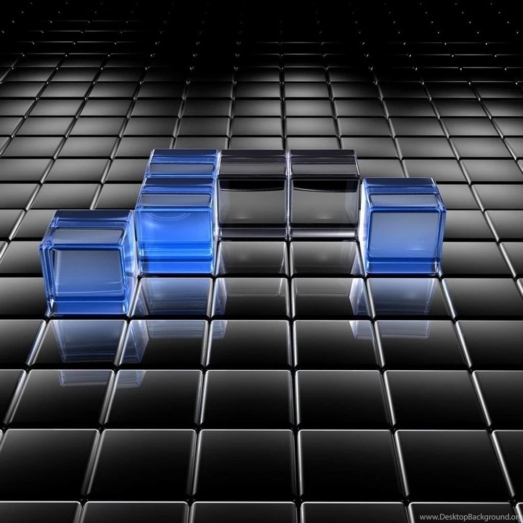 Black And Blue Translucent Cubes iPad Wallpapers Download