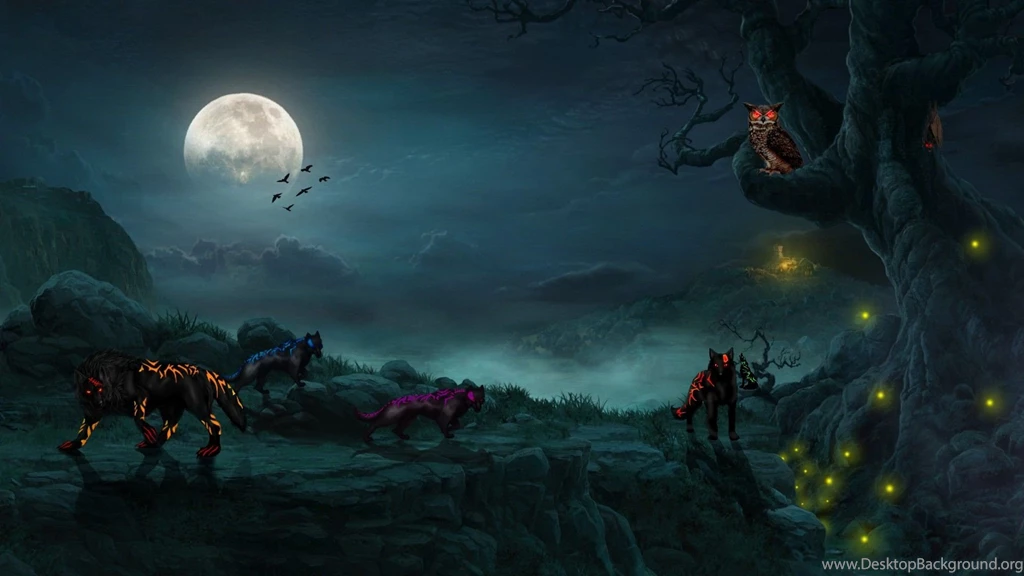 Other: Wolf Backgrounds Full Moon Night Dark Mystical Mist Phone ...