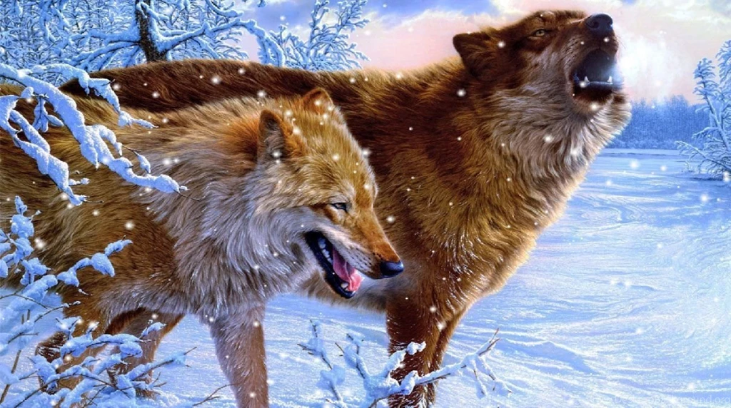 Howling Wolves Animated Wallpapers DesktopAnimated.com
