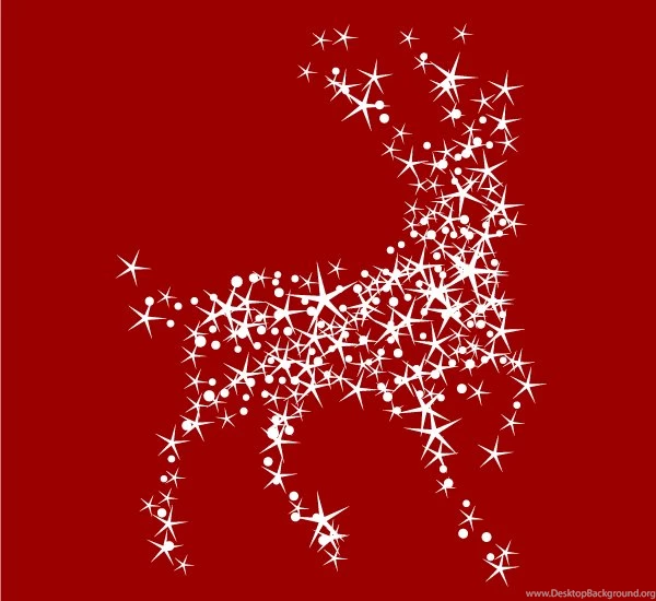 Magic Christmas Reindeer With Stars On Red Backgrounds Vector ...