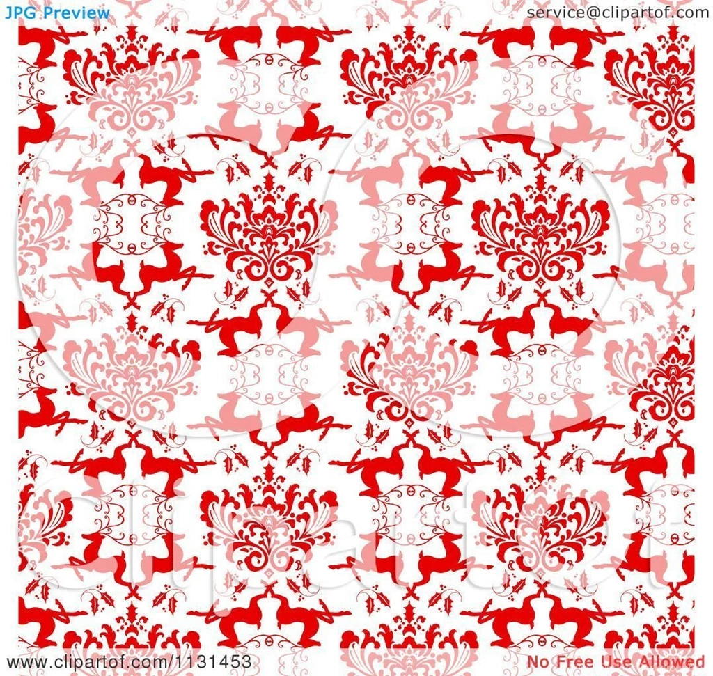 Clipart Of A Red Christmas Reindeer Damask Backgrounds 1   Royalty ...