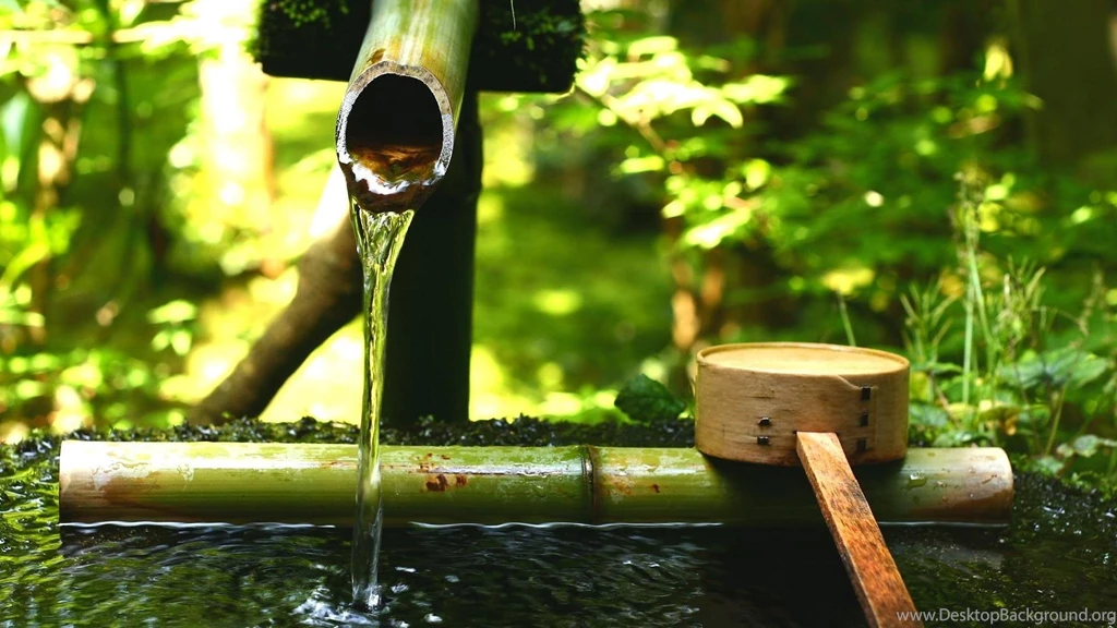 Gardens Wallpaper: Japanese Garden Tsukubai Water Bamboo Bucket HD ...