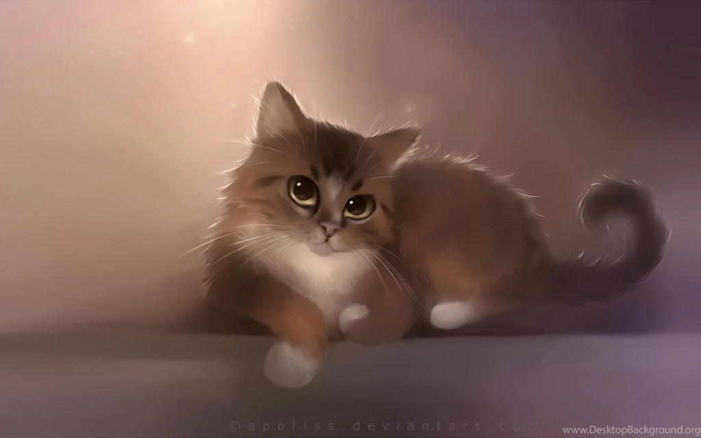 Download Wallpapers 3840x2400 Cat, Apofiss, Drawing, Cute Cat Ultra ...