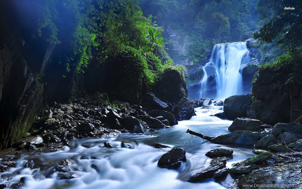 Blue Forest Waterfall Wallpapers Nature Wallpapers