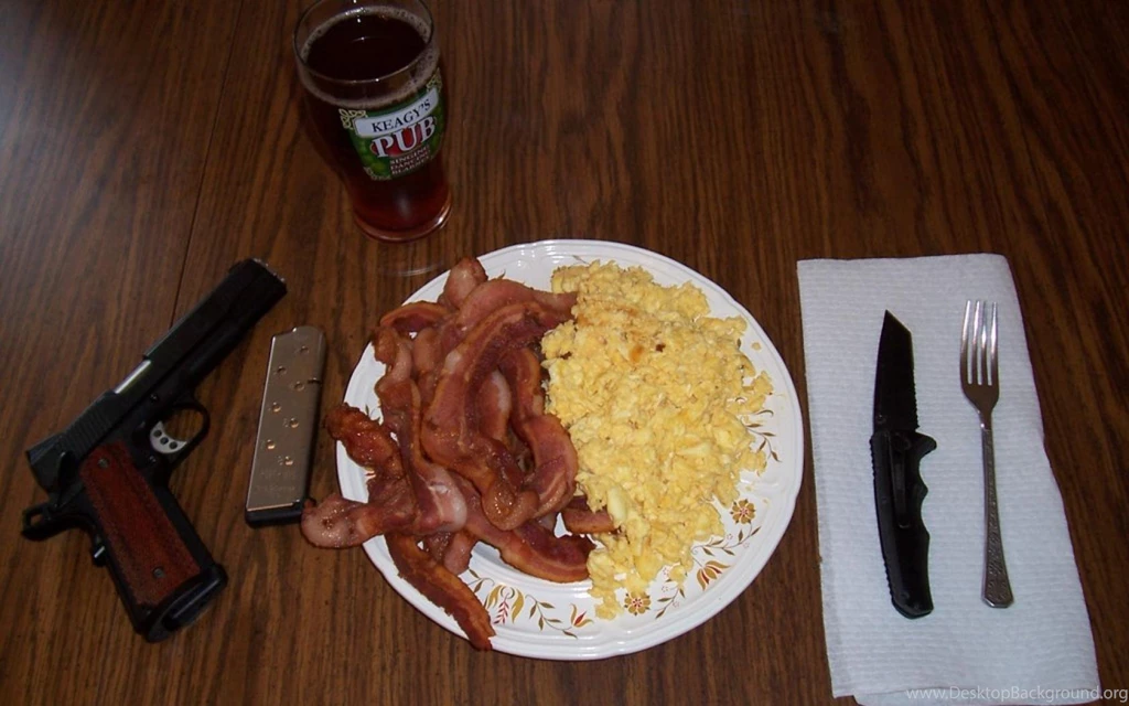 Ammunition Bacon Beers Combat Knife Eggs Wallpapers   (