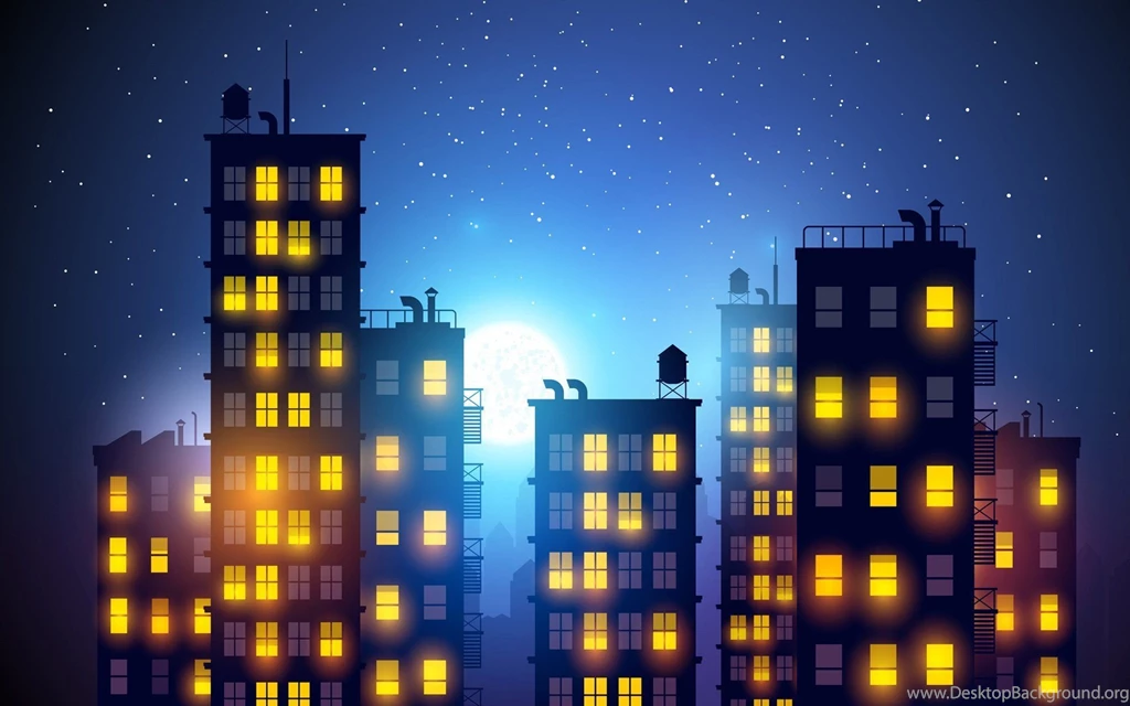 City Light Night Drawing Romance Artwork Building Vector Lights ...