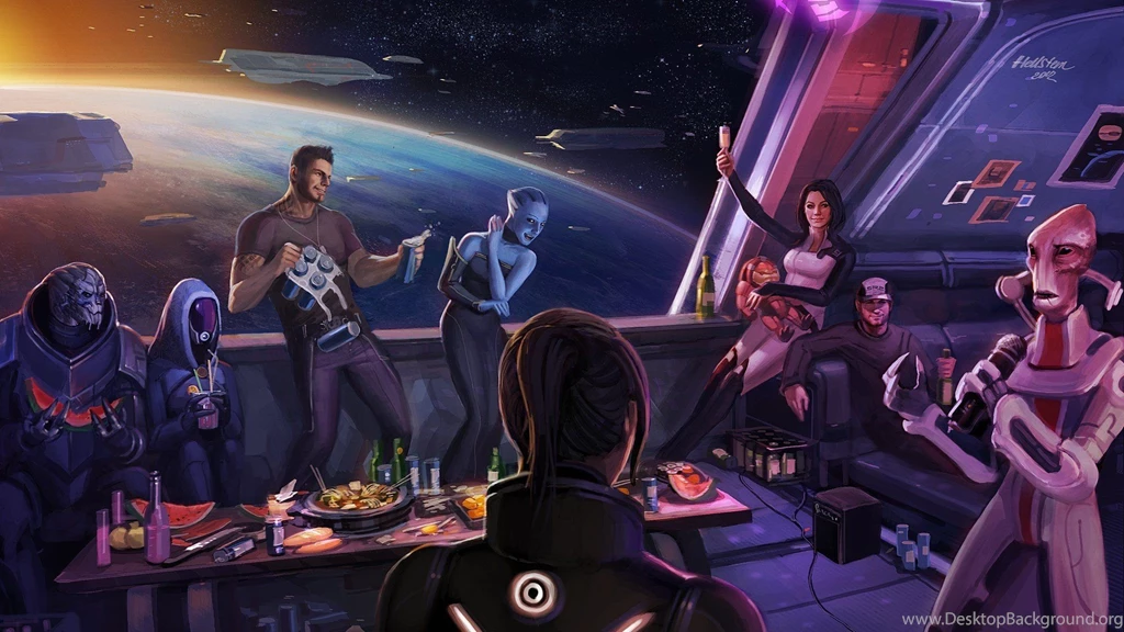 Artwork Commander Shepard FemShep Garrus Vakarian James Vega ...
