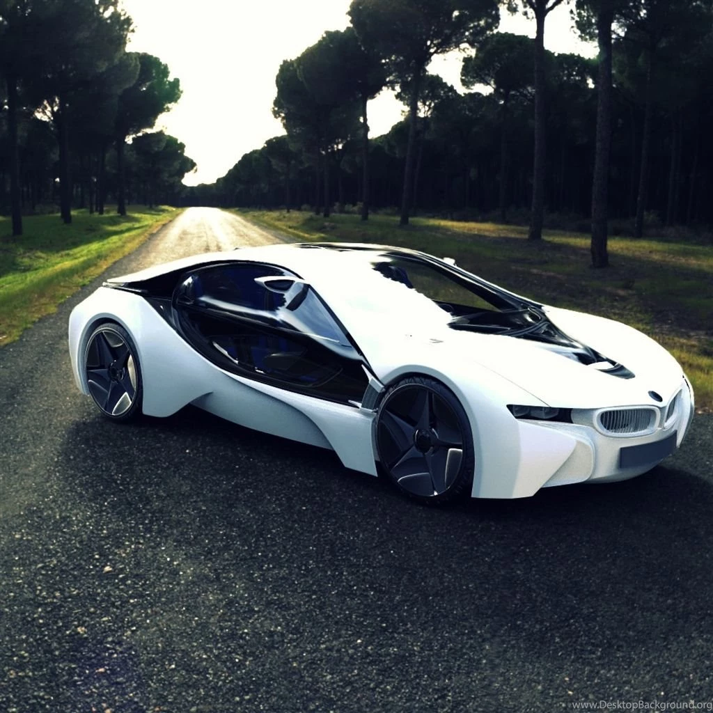 Bmw I8 Sports Car Road Tree iPad Air Wallpapers Download