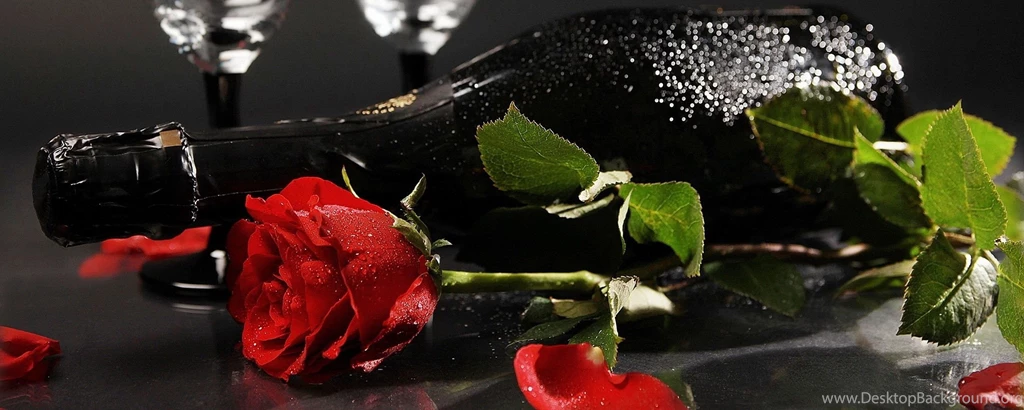 Download Wallpapers 2560x1024 Rose, Flower, Bottle, Wine Glass Dual ...