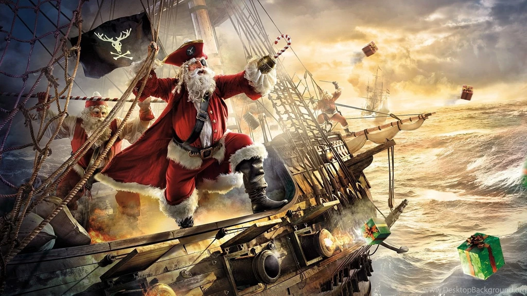 Epic Pirate Santa Clause Christmas Wallpapers DigitalArt.io