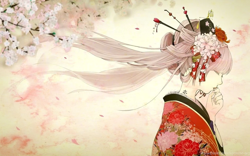 1440x900 Sakura Miku, Tattoo, Kimono, Girl, Vocaloid, Yache ...