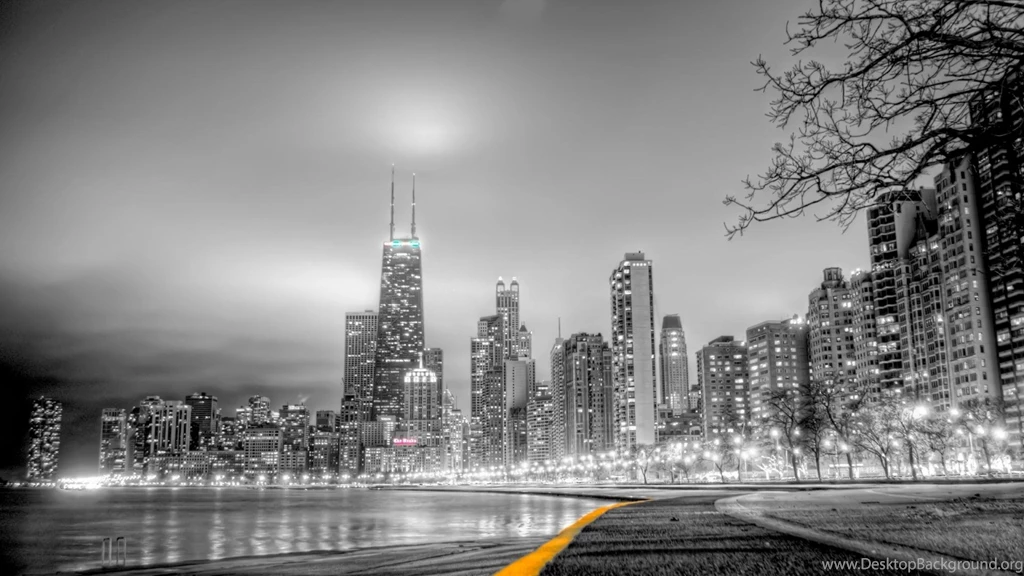 Gallery For   Chicago Skyline Wallpapers Black And White