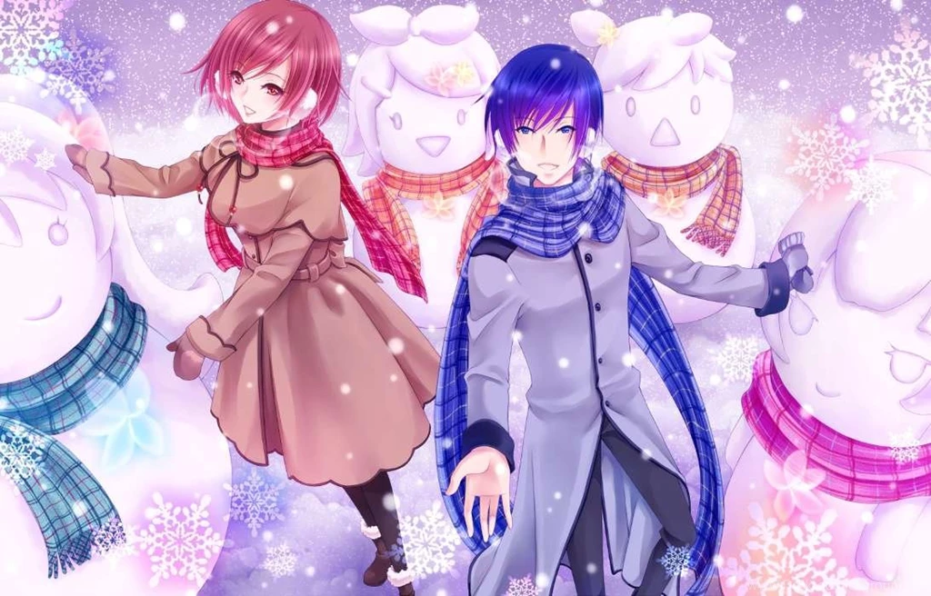 Download Mobile Wallpaper: Anime, Winter, Girls, Men, Snow, Free ...