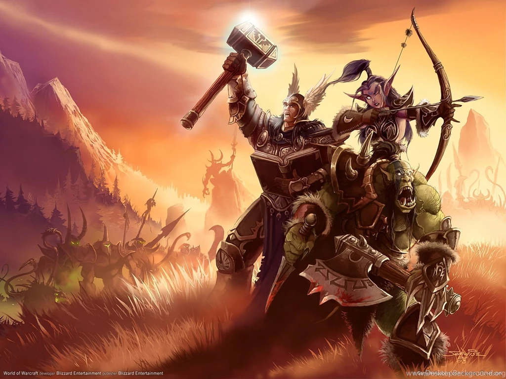 World Of WarCraft ( WoW ) Warriors Archers Elves Orc War Hammer ...
