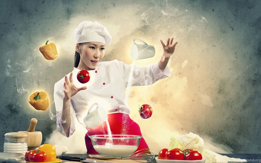 2560x1600 Cooking, Vegetables, Creative, Chef, Girl, Pepper ...