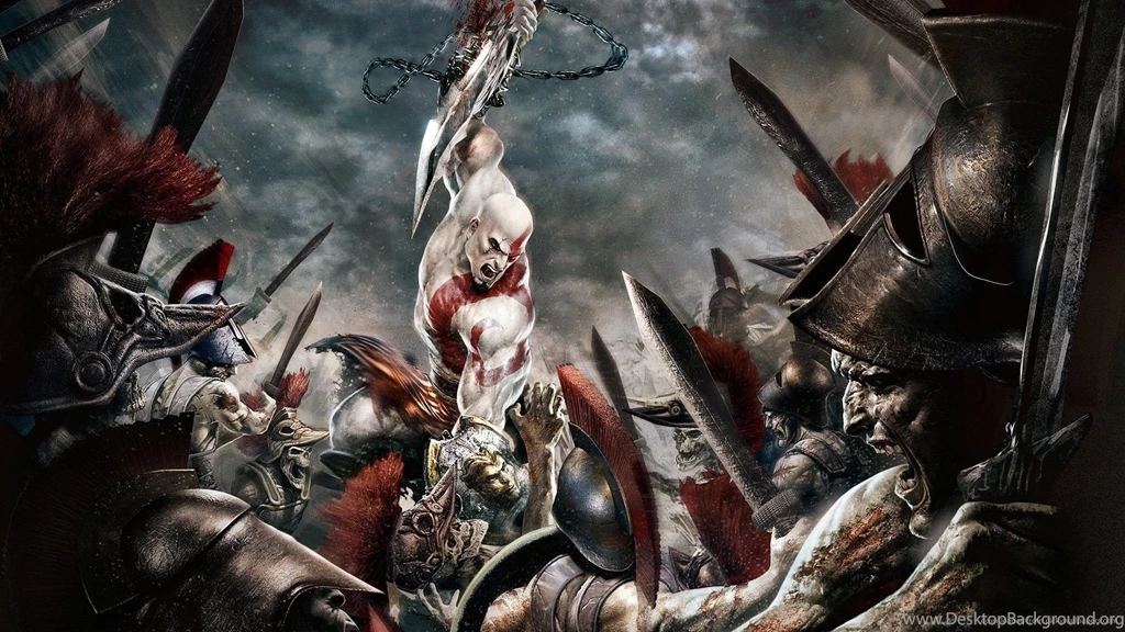 Download 1920x1080 Kratos Epic Battle Wallpapers