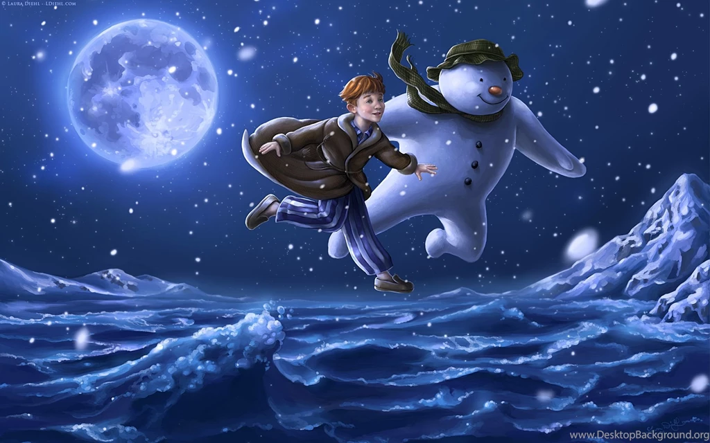 The Snowman Flying In The Air Desktop Wallpapers