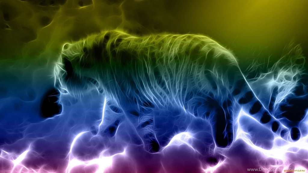 Art Abstract Fractal Animals Cats Tiger Rainbow Predator Wildlife ...