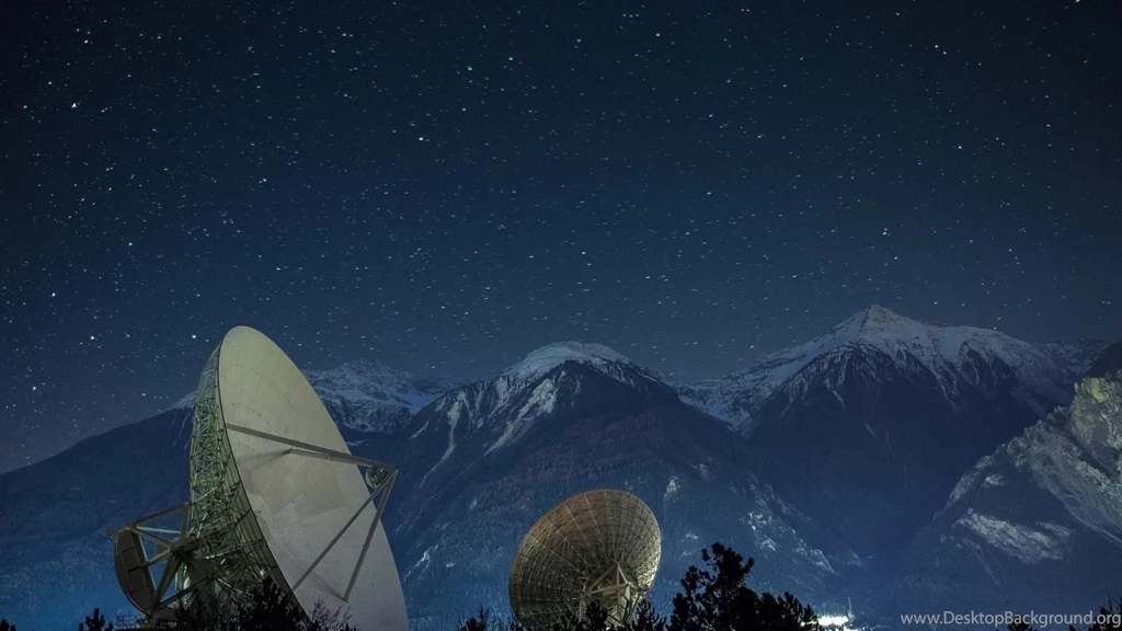 Satellite Dishes Under A Beautiful Starry Night Wallpapers