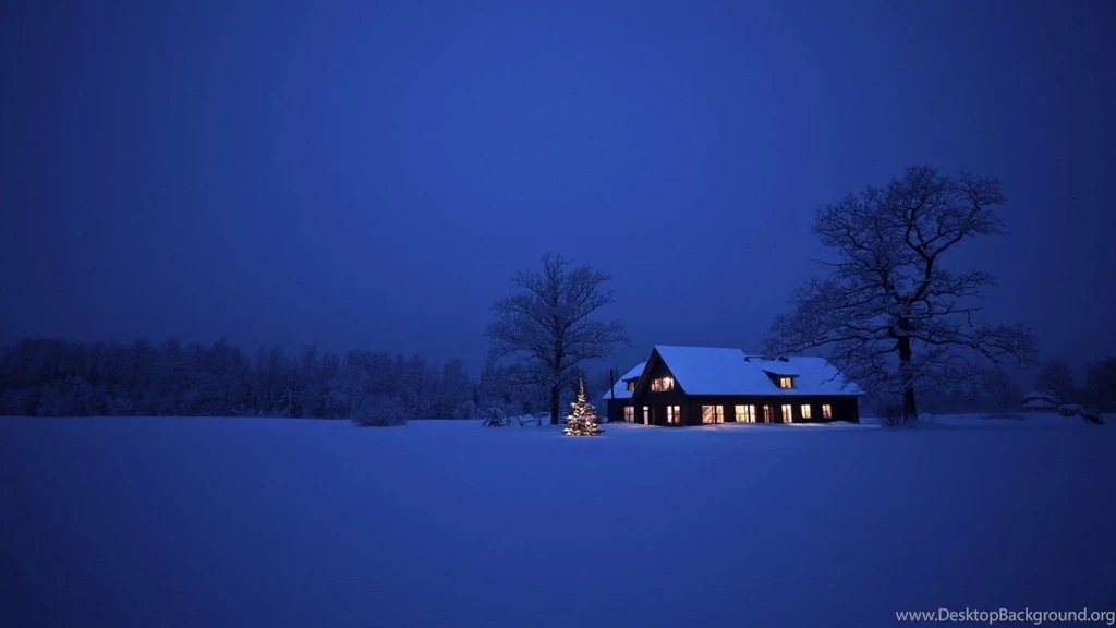 1366x768 Snow House Christmas Wallpapers