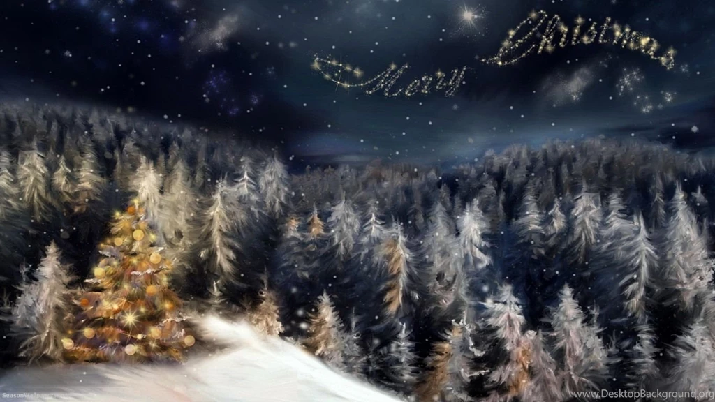 Wallpapers 1366x768 Christmas Tree In The Forest On A Hillside