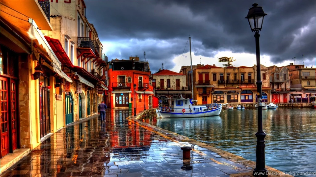 Download Wallpapers 1920x1080 Rethymno, Greece, Night, Beach, Cafes ...