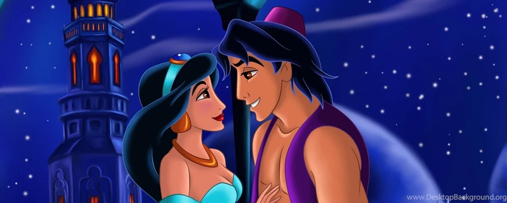 Download Wallpapers 2560x1024 Aladdin, Jasmine, Genie Dual Monitor ...