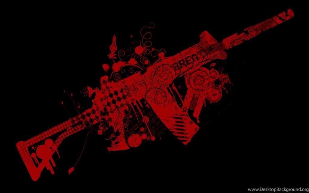 Sniper Gun Weapon Red Abstract Art