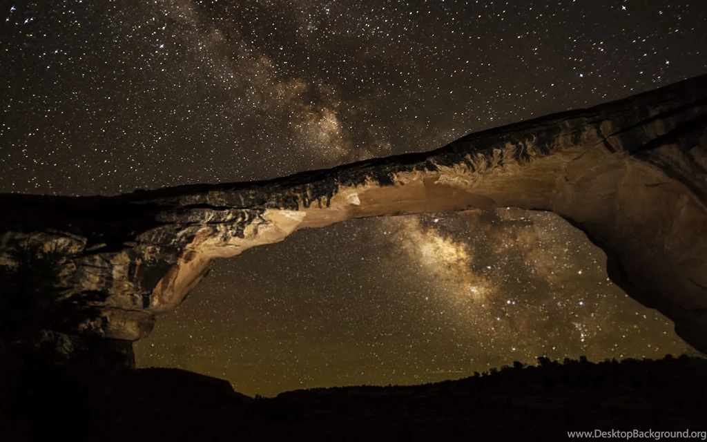 Milky Way Galaxy Stars Arch Night Rock Stone Sky Space Wallpapers ...