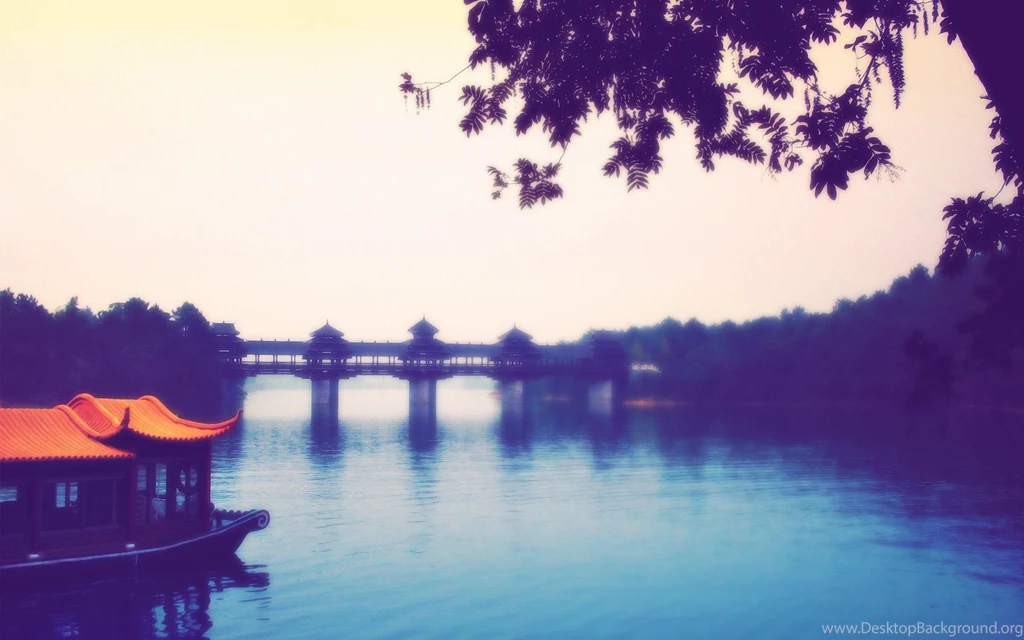 Chinese Township River Bridge Landscape Wallpapers