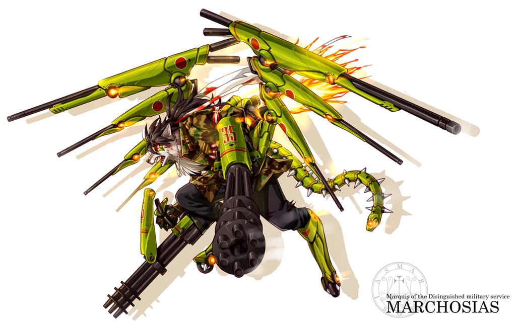 Pixiv Rage Minigun Kyoto Work Mechanical Wings Werewolves