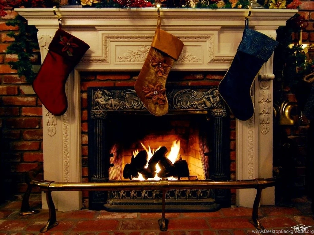 Christmas Fireplace Fire Holiday Festive Decorations T Wallpapers ...