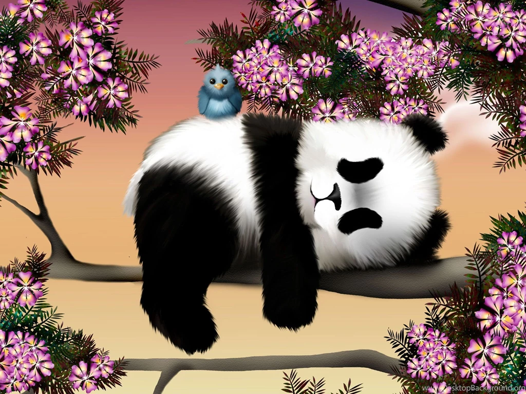 Free Wallpapers Panda Is Relaxing On The Tree 2048x1536 Wallpapers ...