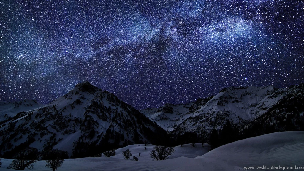 Wallpapers Nature Lighting Mountain Snow Winter Night Sky Star ...
