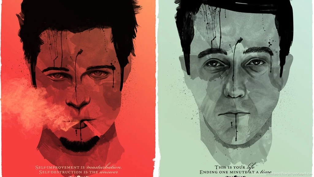 Download 1366x768 Fight Club Two Faces Poster Wallpapers