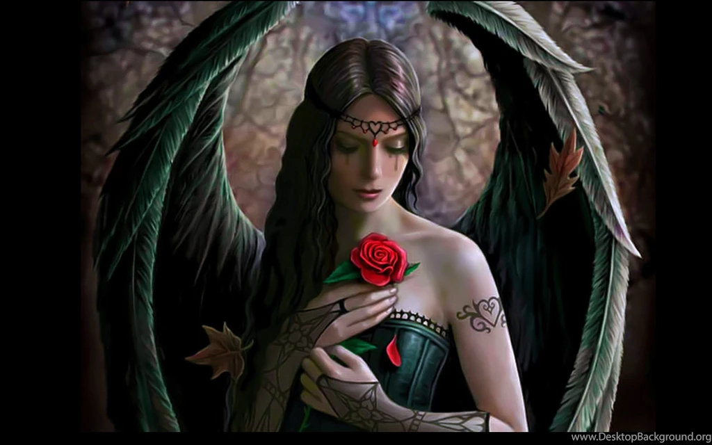 Angel Wings Fantasy Girl Beautiful Rose Flower Wallpapers ...