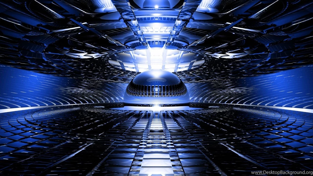 Abstract 3d Cg Digital Art Chrome Shine Bright Blue Light ...
