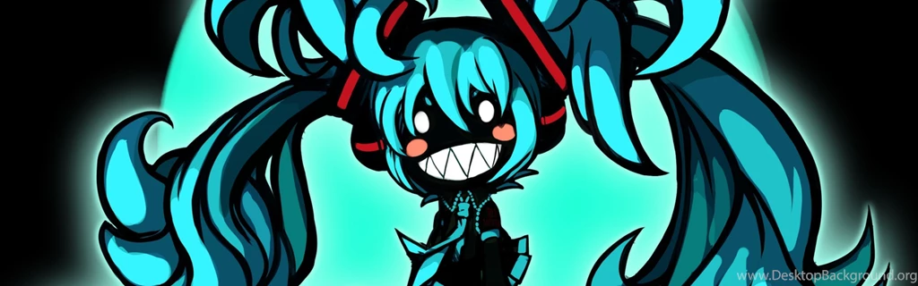 Download Wallpapers 3840x1200 Chibi, Hatsune Miku, Anime, Grin ...