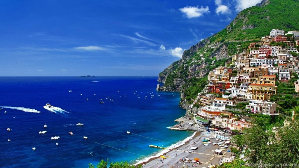 HD Backgrounds Italy Positano Sorrento Salerno Coast Hill Houses ...