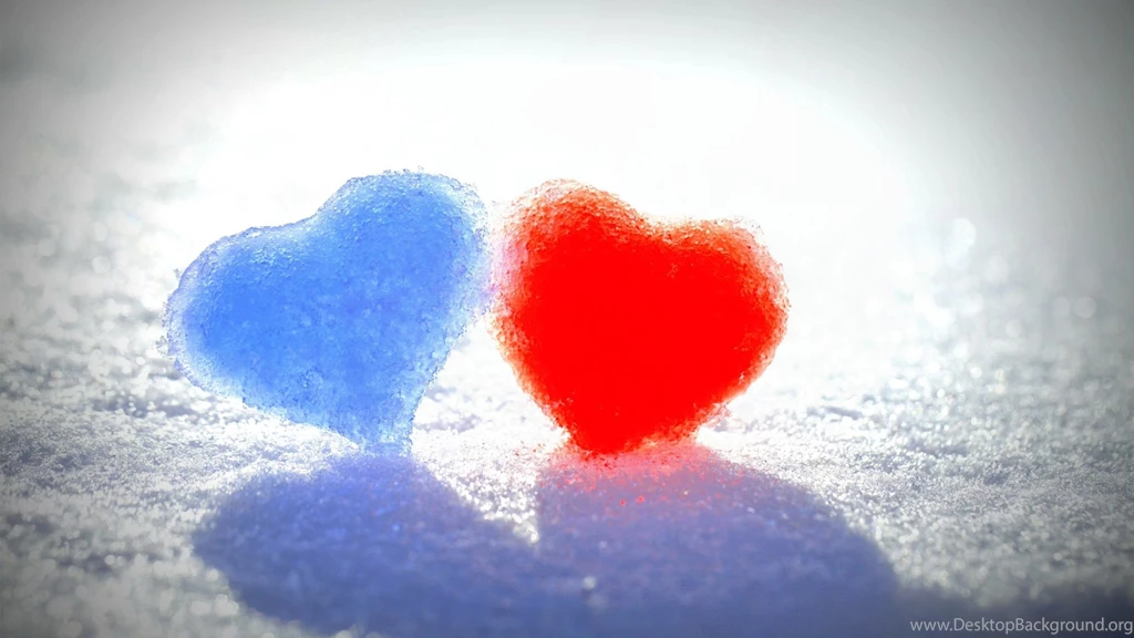 Download HD Blue And Red Heart In Snow Wallpapers