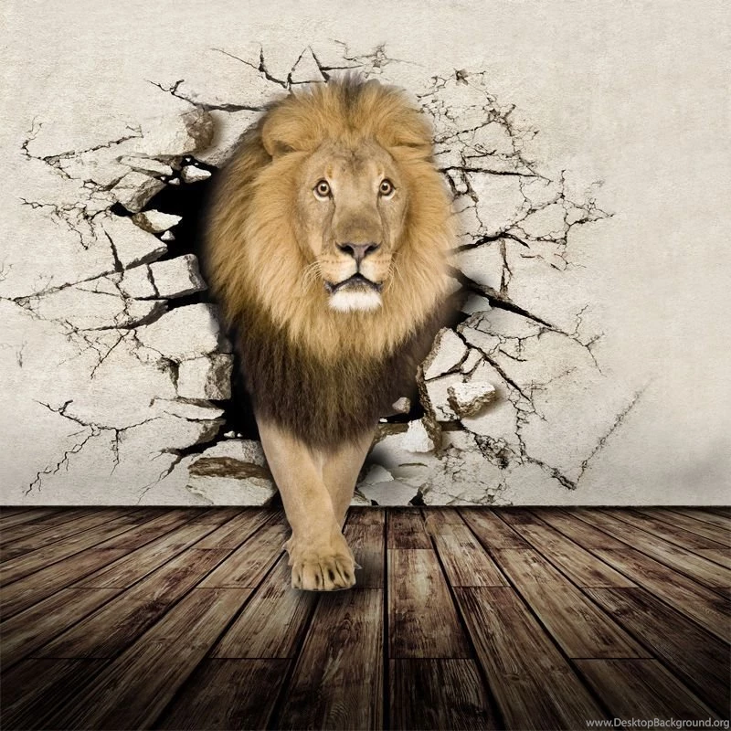 Personality Large 3D Wall Mural Wallpapers Customized Rhino/ Lion ...