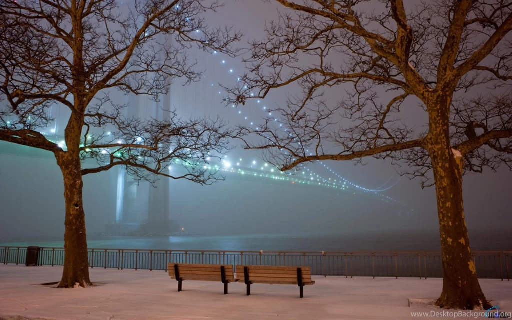 Download Wallpapers Verrazano Narrows Bridge At Winter Night In New ...
