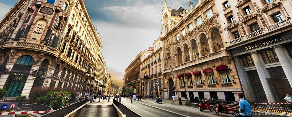 Download Wallpapers 2560x1024 City, Madrid, Spain, Sky, Clouds ...