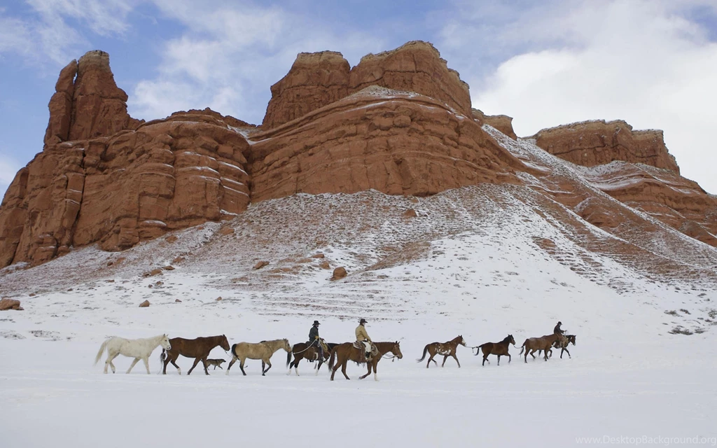 Download Wallpapers 3840x2400 Horses, Cowboys, Snow, America ...