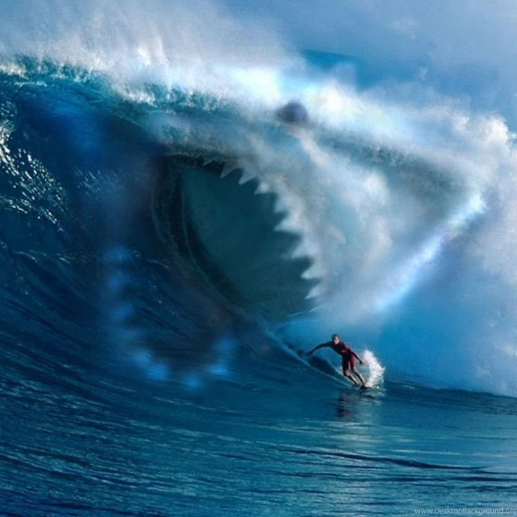 Shark Ocean Wave Surfing iPad Wallpapers HD